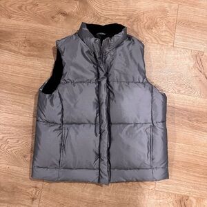 GAP Gray Quilted Puffer Vest with Stand-Up Collar